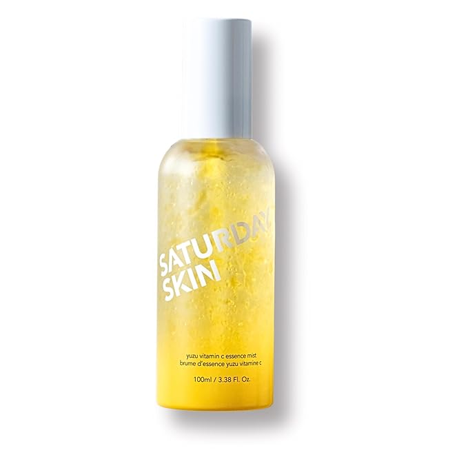 Saturday Skin Yuzu Vitamin C Essence Jelly Mist- Brightening Plumping Soothing Pore Refining - Encapsulated Ceramides Peptides - Korean Skincare Face Dual-Texture Mist Essence 100ml, 3.38 fl.oz.