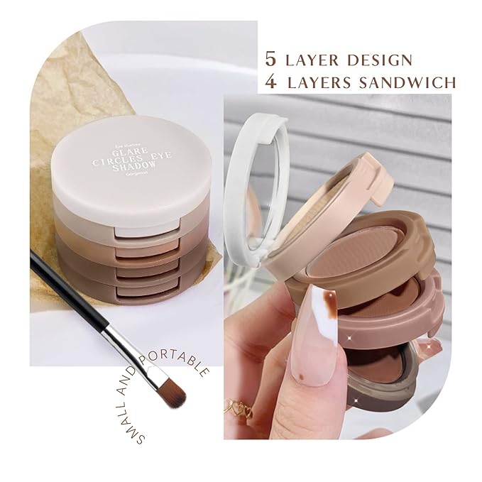 HOSAILY 4 in 1 Matte Nude Eyeshadow Palette, Neutral Taupe Brown Eye Shadow for Older Women, Highly Pigmented Blendable Powder Eyeshadow Makeup, paleta de sombras de ojos