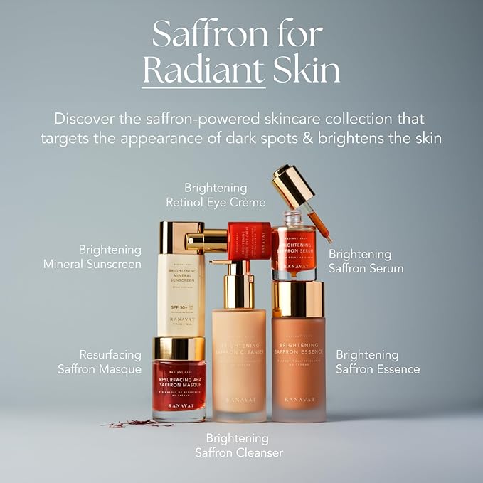 RANAVAT BOTANICS Brightening Saffron Serum - Discoloration Correcting Face Serum, Dark Spot Corrector, Vitamin C Alternative & Hyperpigmentation Treatment - Leaves Skin with a Healthy Glow (1 oz)