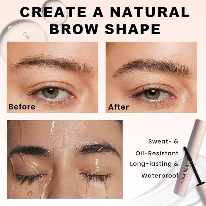 evpct Clear Eyebrow Gel Long Lasting Hold for Lifting Eye Brows, Natural Looking Eyebrow Gels with Short & Long Bristles Brush, Waterproof and Moisturizing, Transparent Smudge-proof Eye Brows Gel