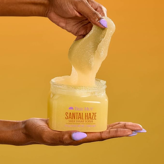 Tree Hut Santal Haze Body Scrub, Exfoliating & Hydrating Sugar Scrub with Shea Butter & Essential Oils, Smooth Skin, Body Exfoliator For All Skin Types, Self Care Gifts for Women, Vegan, 18 Oz
