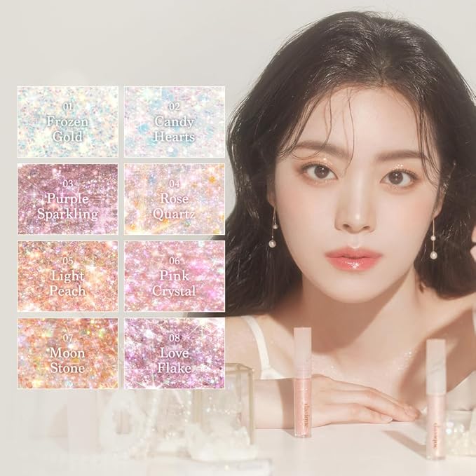 dasique Starlit Jewel Liquid Glitter (06 Pink Crystal) | Twinkle Glitter Shadow | Korean Makeup | Shimmer Eye Make Up | Eyeshadow Eyeliner | Long lasting | Multi use | Quick drying
