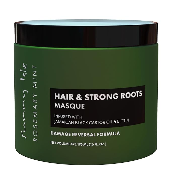 Sunny Isle Rosemary Mint Hair & Strong Roots Masque - Biotin, Jamaican Black Castor Oil - 16 oz