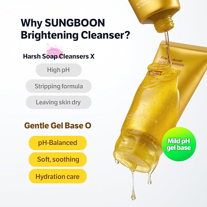 SUNGBOON EDITOR Kojic Turmeric Capsule Brightening Cleanser for Uneven Spots, Acne-prone Skin & Blackhead | Low pH Gentle Gel Face Wash | Kojic Acid & Niacinamide | Korean Skincare (Pack of 2)