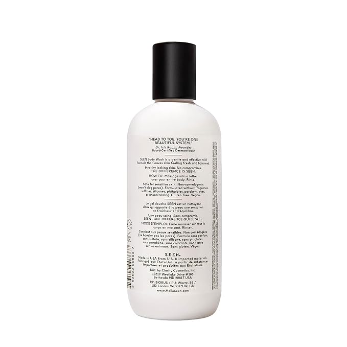 SEEN Body Wash, Fragrance Free - Non-Comedogenic & Non-Irritating Body Wash- Dermatologist-Developed - Safe for Sensitive, Eczema & Acne Prone Skin