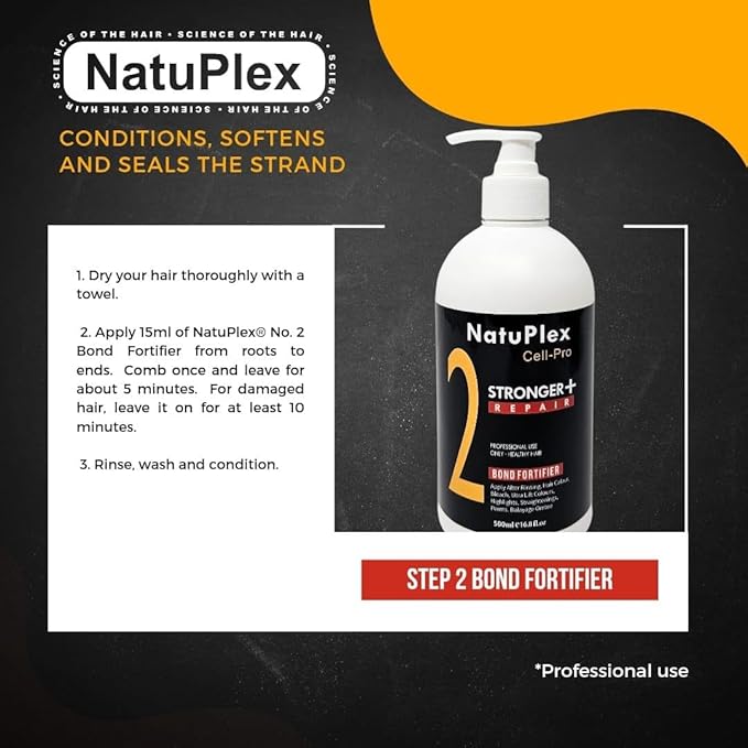 Step 2 Bond Fortifier — Cell-Pro Bond Repair for Bleached, Colored & Damaged Hair — Strengthens Disulfide Structure — Stronger+ Professional Formula