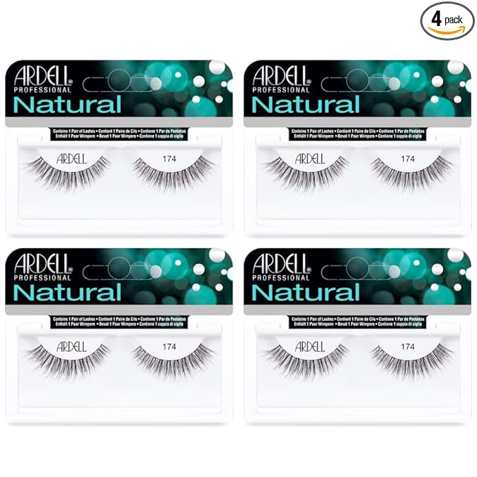 Ardell Lashes 174 - Lightweight, Natural Looking False Eyelashes, Long-Lasting Strip Lash for Everyday Wear, 4 Pack