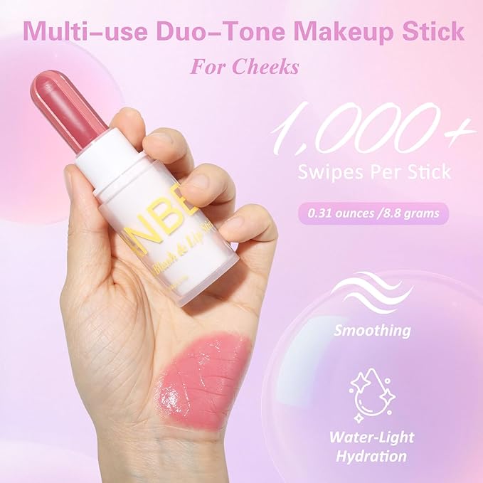 UCANBE Dusty Rose Blush Stick for Cheeks, Duo-Tone Buildable Blush Makeup, Hydrating Lightweight Face Blush with Vitamin E, Natural Dewy Finish, Long-Wearing, Water-Resistant