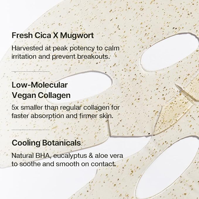NDP Collagen Cica Cooling Hydrogel Face Mask, Soothing Ice Mask for Depuffing, Puffiness, Sunburn, After Sun & Microneedling, Vegan Collagen & Centella, Korean Skincare (4 Sheets)