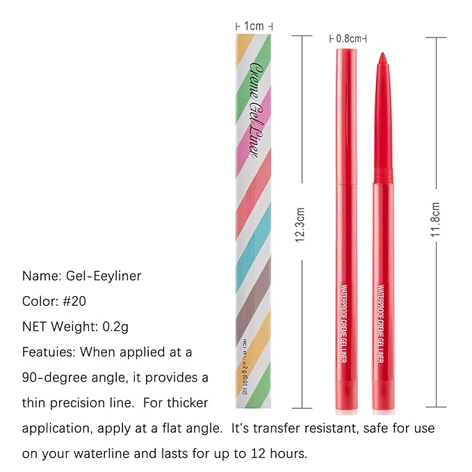 Eyeliner Pen, Waterproof Eyeliner Long-lasting, Red Eye Liner, High-Pigmented Colorful Eyeliners Easy To Use Eye Liner Pen for Women, Red
