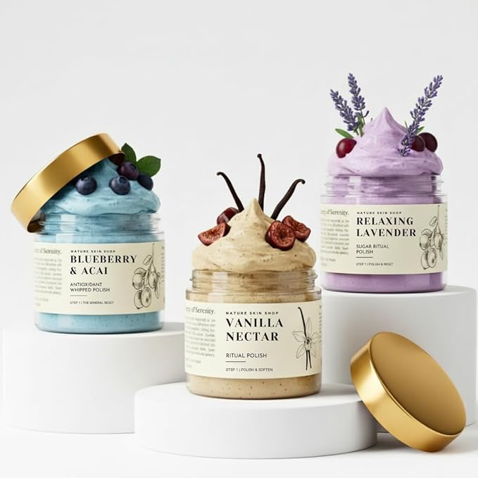 Nature Skin Shop Vanilla Cloud Spun Sugar Whipped Polish – Luxurious Whipped Exfoliating Body Scrub, 8oz
