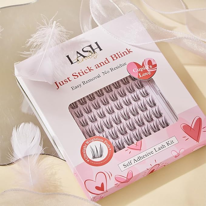 Self Adhesive Glue Free Easy Removal Lash Clusters Kit Manga Eyes Style DIY Upgrade D Curl Eyelash Extensions False Eyelashes Cupid's Love 10-14mm 90clusters