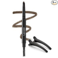 LAVONE Eyebrow Pencil - Makeup Waterproof Brow Pencil with Triangular Tip, Dual-Sided Brow Brush, Precise, Fine Tip, Fills Brows Creates Natural Looking Brow, with Hair Clips - Deep Brown