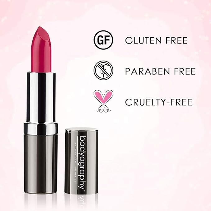 Bodyography Moisturizing Lipstick (Smile): Creamy Light Mauve, Long-Wearing Hydrating Salon Makeup w/ Aloe Vera | Gluten-Free, Cruelty-Free, Paraben-Free
