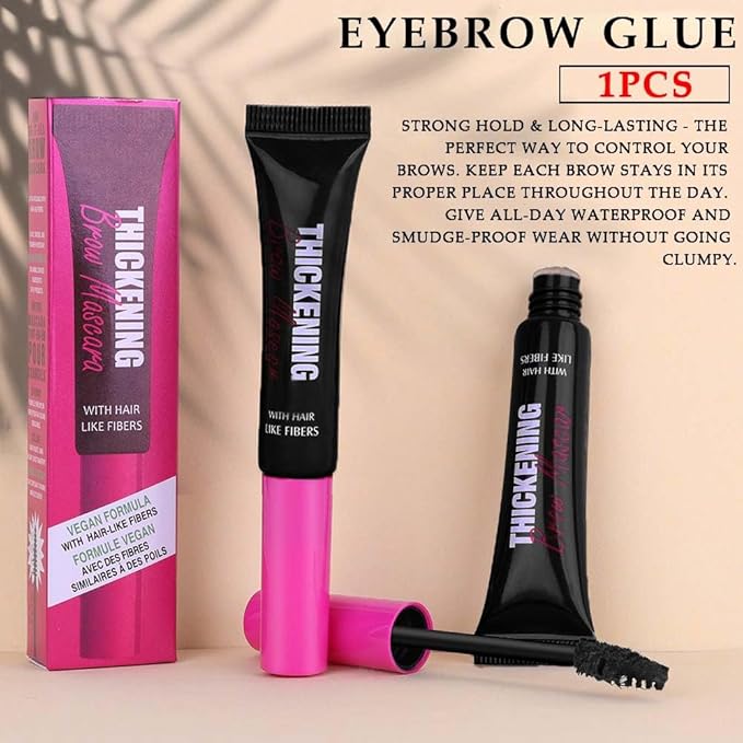Tinted Thickening Brow Mascara,Tinted Eyebrow Gel, Waterproof, Transfer-proof, Brush to Fill in Eyebrows and Cover Gray Hairs - Cruelty Free - Light Medium Brown (1pc 08 Black)