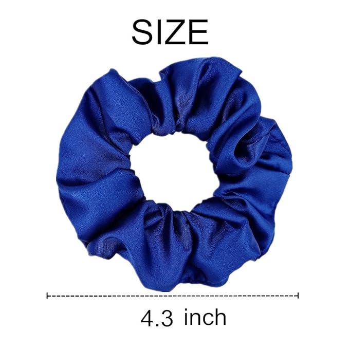 Sufermoe 6 Pcs Satin Silk Hair Scrunchies, 4.3 inch Dark Blue Soft Satin Hair Ties for Women and Girls, Hair Accessories for Daily Life and Occasions