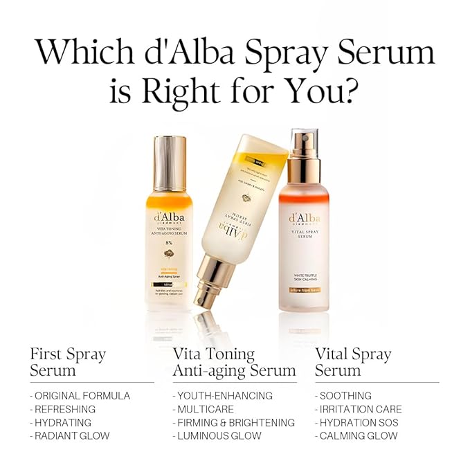 d'alba Piedmont Vita Toning Anti-Aging 8% Spray Serum (70 ml / 2.37 fl oz), Dual-Layer Oil & Serum Mist, Hydrating & Firming Face Spray with White Truffle, Radiance Care, Korean Skin Care