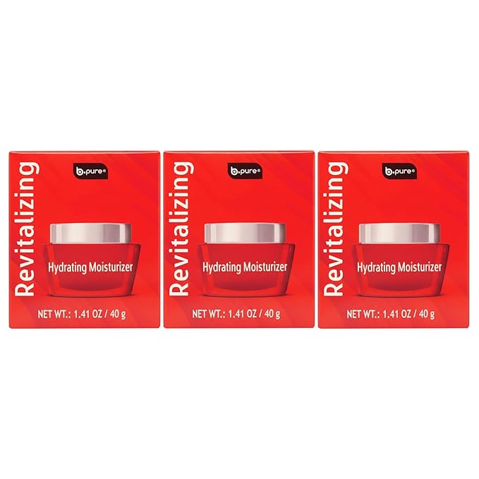 b.pure Revitalizing Hydrating Daytime Face Moisturizer | Niacinamide, Hyaluronic Acid, Vitamin B5, Amino Peptide | Anti-Wrinkle | 1.36 oz, 3-Pack