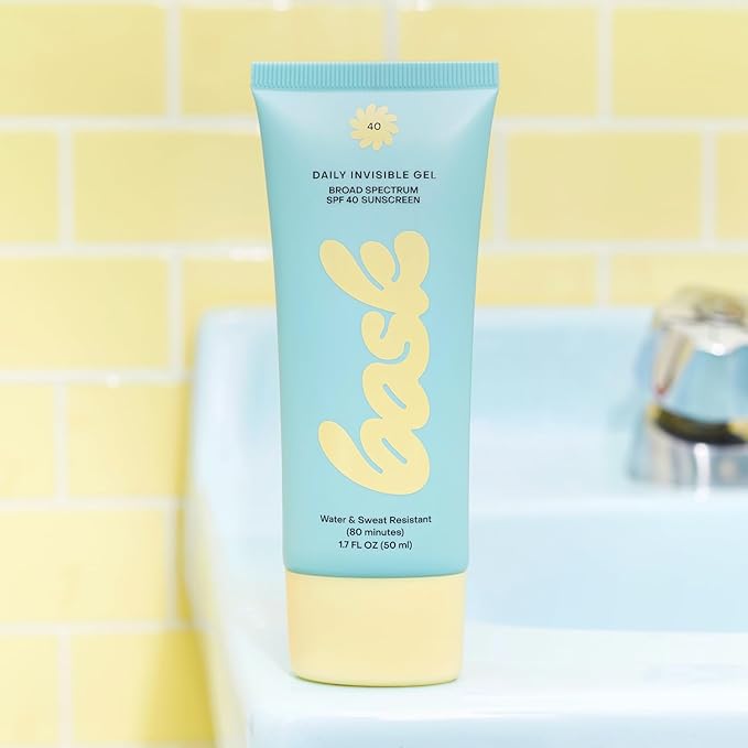Bask SPF 40 Daily Invisible Gel Face Sunscreen - Broad Spectrum Protection, Fragrance Free, Makeup Primer, Hydrating, Clear, Lightweight & Non-Greasy, Dermatologist Recommended, 1.7 fl oz