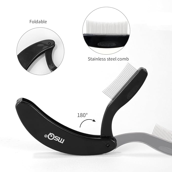 Eyelash Comb MSQ Eyelash Separator Tool Eyelash Comb Separator Folding Eyelash Brush Separator Lash Comb for Eyelash Makeup Brush (Black)