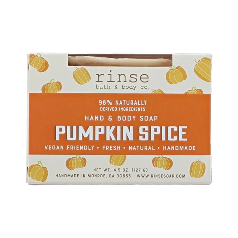 Rinse Bath & Body Pumpkin Spice Handmade Soap - Shea & Cocoa Butter | Warm Pumkin Spice Scent | Essential Oils | Vegan Friendly | 4.25oz