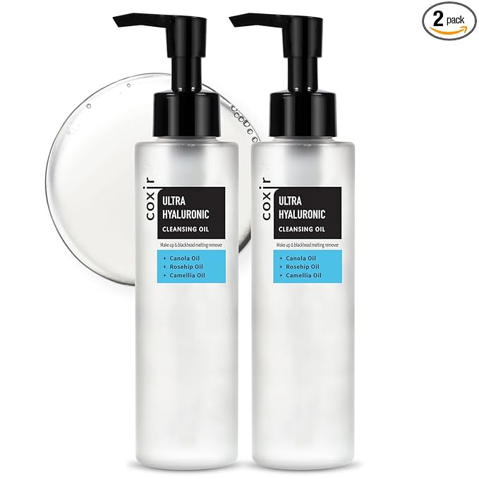 coxir ULTRA HYALURONIC CLEANSING OIL l Korean Facial Cleanser, Blackhead Makeup Removal with Hyaluronic Acid, Cruelty Free, Hydrating, Smoothing, Calming, Moisturizing [5.07 Fl.oz(pack of 2)]