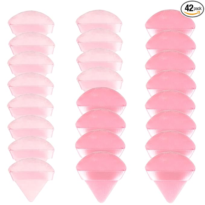 24 Pieces Powder Puff, Triangle Makeup Puff Cotton Powder Face Washable Body Powder Puff for Loose Powder Body Cosmetic Foundation Sponge Makeup Tool (12DP12LP)