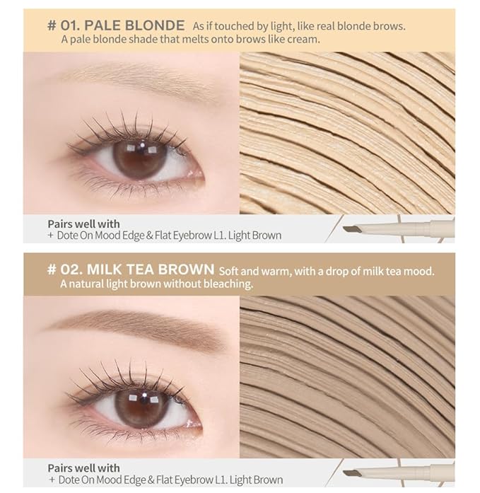 Heart Percent Dote On Mood Fake-Up Browcara, Waterproof Volumizing Long-Lasting Brow Pencil, Fast Fix Ultra-Fine Eyebrow Color Mascara, Cruelty Free, Vegan, 16g, 02. Milk Tea Brown