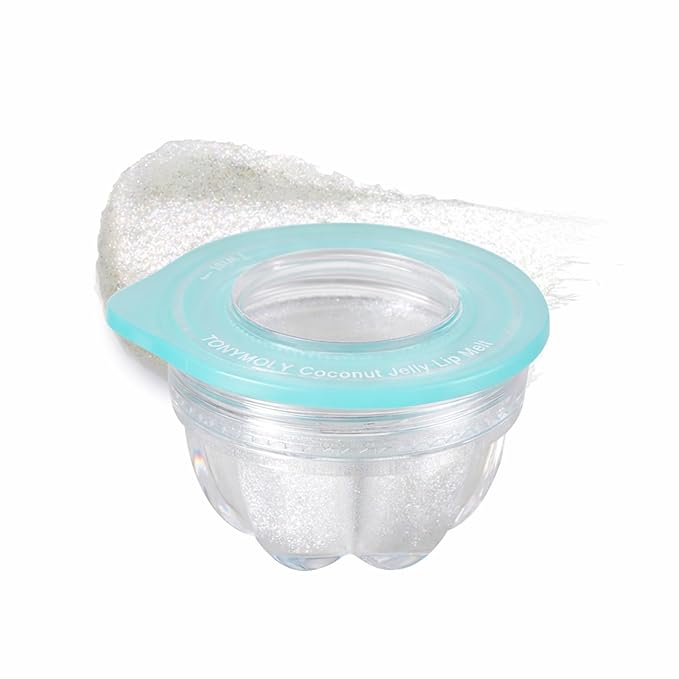 TONYMOLY Jelly Lip Melt, Limited Edition Moisturizing, Hydrating & Nourishing Glitter Lip Balm Treatment & Highlighter, Coconut 0.31 oz.