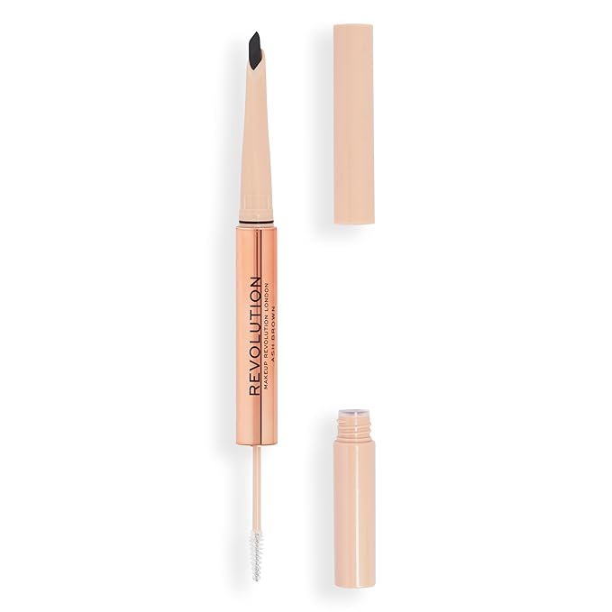 Revolution, Fluffy Brow Filter Duo, 2-in-1 Eyebrow Pencil & Gel, Enhances & Shapes Brows, Vegan & Cruelty-Free, Ash Brown, 1 piece