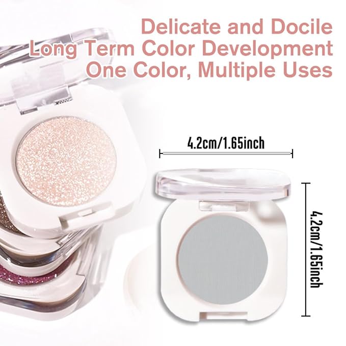 WanTuoluo Smoky Gray Matte Eyeshadow Palette for Women, Single Monochrome Eye Shadow Makeup, Shiny Pressed Powder, Blendable Natural sombras para ojos, Holographic,Vegan,Travel -28