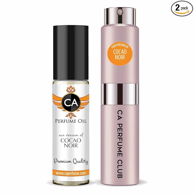 CA Perfume Duo Impression of Cocao Noir For Women Perfume Layering Set Long Lasting Travel Size EDP + Body Oil Roll-On Bottle 0.27 Fl Oz+0.33 Fl Oz