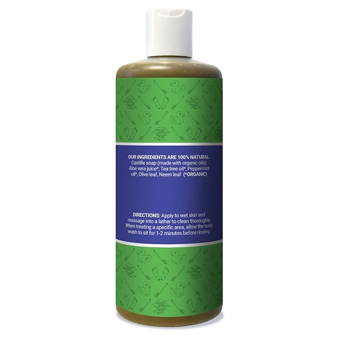 Jivi Antifungal Body Wash, Treats Athlete’s Foot, Toenail Fungus, Ringworm, Jock Itch, & More, Tea Tree, 14 Fl Oz, green
