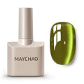 MAYCHAO 15ML Aurora Green Cat Eye Gel Nail Polish 1Pc Velvet Green Holographic Magnetic Gel Polish Soak Off UV LED Nail Polish Nail Art Starter Manicure Salon for Women Girls DIY at Home, 0.5 OZ