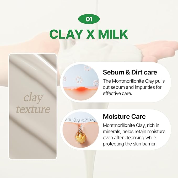 MAKE P:REM PDRN Pore Clay Cleansing Milk, Hydrating Gentle Face Wash for Sensitive Skin, Korean Face Wash, 16.90 fl.oz. (500ml)