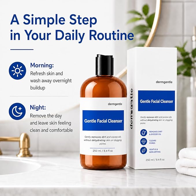 Gentle Facial Cleanser for Sensitive Skin, Hydrating Face Wash for All Skin Types, Gently Cleanses Face Without Over Drying, For All Skin Types, Daily Face Wash, Oil-Free, Soap-Free, 8.4 fl. oz