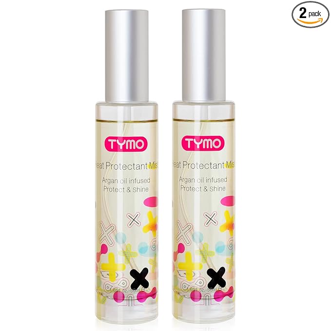 TYMO Heat Protectant for Hair with Argan Oil for Heated Styling Tools, Leave in Conditioner Spray to Smooth & Hydrate, Natural Pure Formulation, Multi-benefit Treatment, Lightweight Spray, Pack of 2