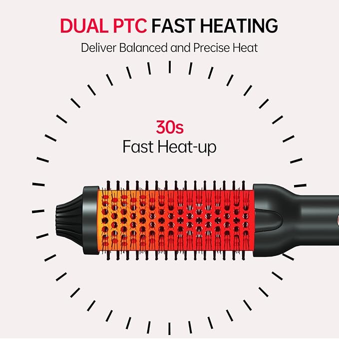 Hahahope 1.5 Inch Thermal Brush, Heated Round Brush for Blowout Look with Negative Ions & Ceramic, 30s Fast Heating Curling Iron with 10 Temperature Settings for Volumizing, Travel Hair Styling Tool