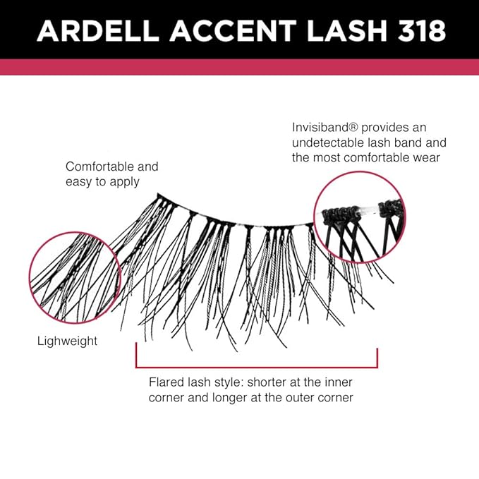 Ardell Accent Half Lashes 318 - Short Wispy Natural Looking Cat Eye for Everyday Wear, 4 Pack