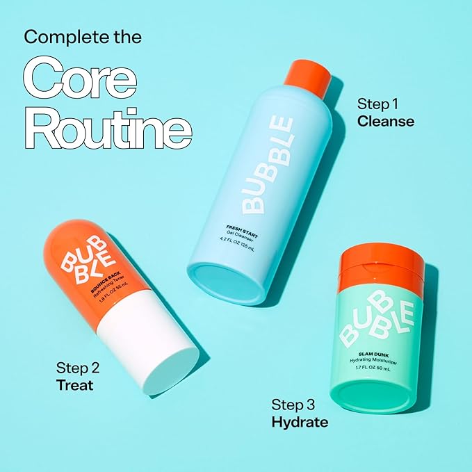 Bubble Skincare Fresh Start Gel Cleanser - Gentle Exfoliating Face Wash for Oily Skin - Gel Cleanser with Aloe Vera Juice + Caffeine to Protect and Soothe Complexion - Summer Skincare Essential (50ml)