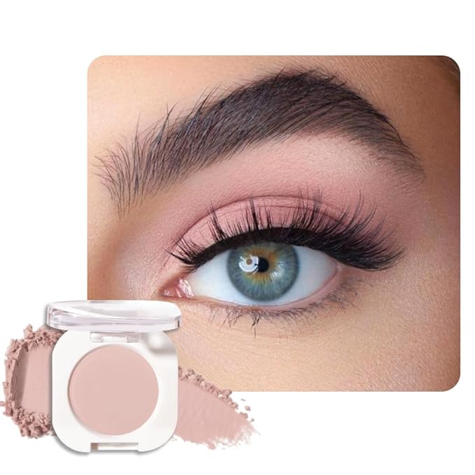 WanTuoluo Nude Pink Matte Eyeshadow Palette for Women, Single Monochrome Eye Shadow Makeup, Shiny Pressed Powder, Blendable Natural sombras para ojos, Holographic,Vegan,Travel -19