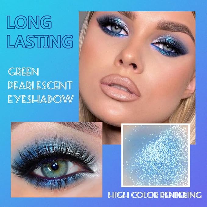 Purple Blue Eyeshadow Palette, Shimmer & Matte Violet Green Powder for Eye Makeup – 9-Color Highly Pigmented Light Dark Blue Pink Shades, Blendable Shiny & Matt
