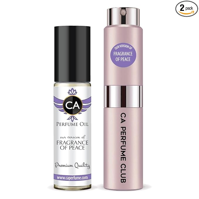 CA Perfume Duo Impression of Fragrance of Peace For Women Perfume Layering Set Long Lasting Travel Size EDP + Body Oil Roll-On Bottle 0.27 Fl Oz+0.33 Fl Oz