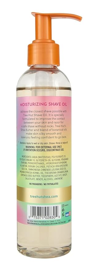 Tree Hut Tropic Glow Moisturizing Shave Oil, Hydrating Gel-to-Oil Formula for a Smooth Shave, Warm Scent, 7.7 fl oz