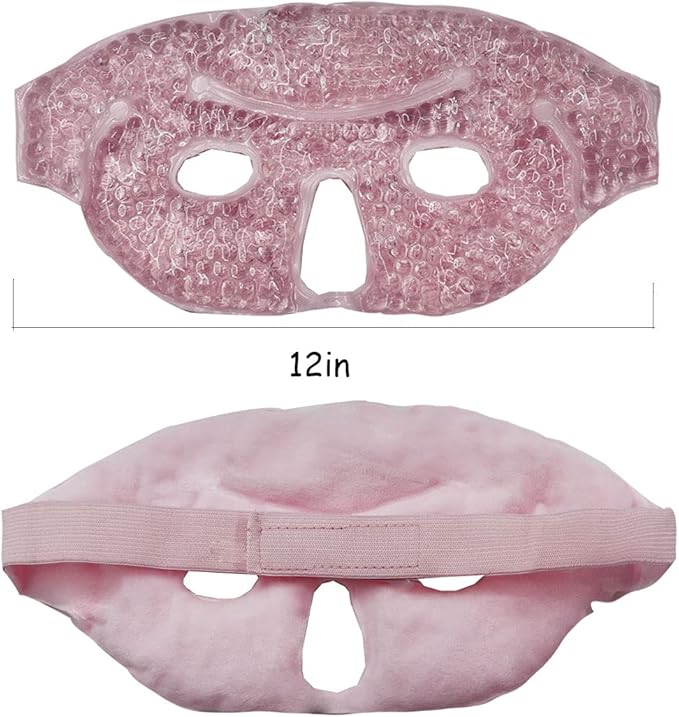 Cooling Gel Eye Mask, Reusable Cold Compress for Puffy Eyes & Dark Circles, Soft Plush Ice Pack for Headache Relief, Sinus Pain, Migraine - 2 Pack