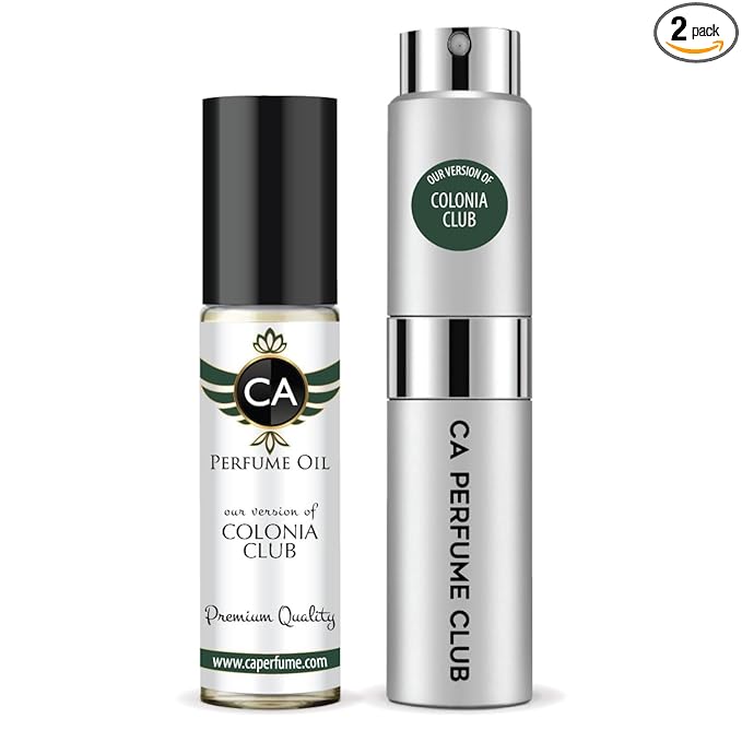 CA Perfume Duo Impression of Colonia Club For Women And Men Perfume Layering Set Long Lasting Travel Size EDP + Body Oil Roll-On Bottle 0.27 Fl Oz+0.33 Fl Oz