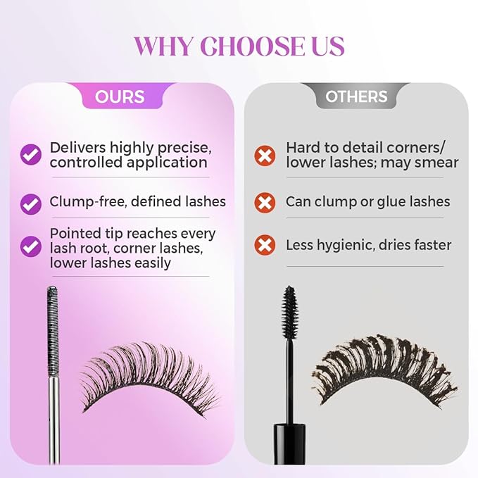 3D Curling Eyelash Iron Mascara, Ultra-Fine Lengthening Waterproof Quick-Dry Metal Wand Mascara Tubing, Washable, Long-lasting, Smudge Proof & No Flaking (Black & Brown)