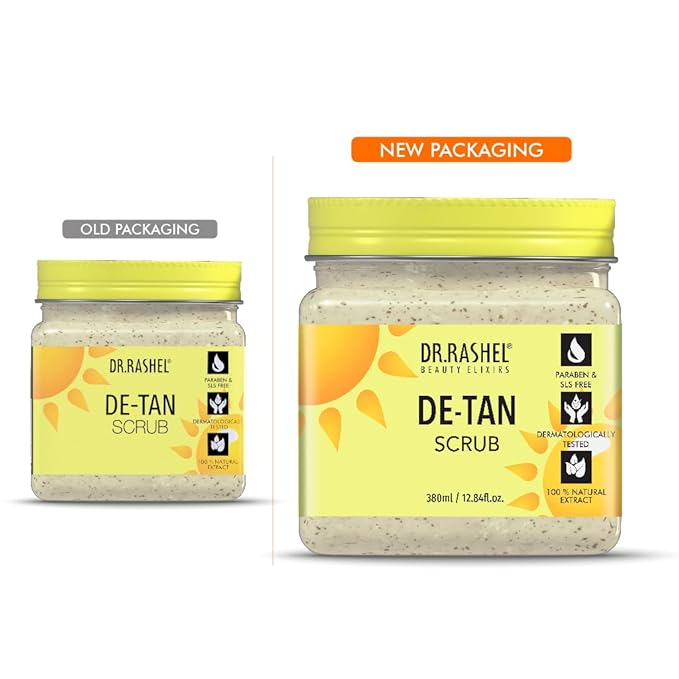 DR.RASHEL De-Tan Face & Body Scrub 12.84 Fl Oz Exfoliating Face Wash with Natural Extracts for Tan Removal, Blackhead Remover & Oil Control Cleanser – Suitable for Most Skin Types - 380ml