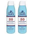 Coral Isles SPF 50 Sunscreen Spray - Hawaii Reef Safe Compliant - Oxybenzone & Octinoxate Free - Broad Spectrum - Water Resistant, 6 Fl Oz (Pack of 2)