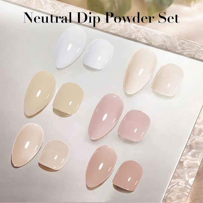 AZUREBEAUTY 6 Colors Milky Nude Dip Powder Nail Kit, Nude Ombre Collection Kit French Nail Art Manicure DIY, No UV Lamp Required